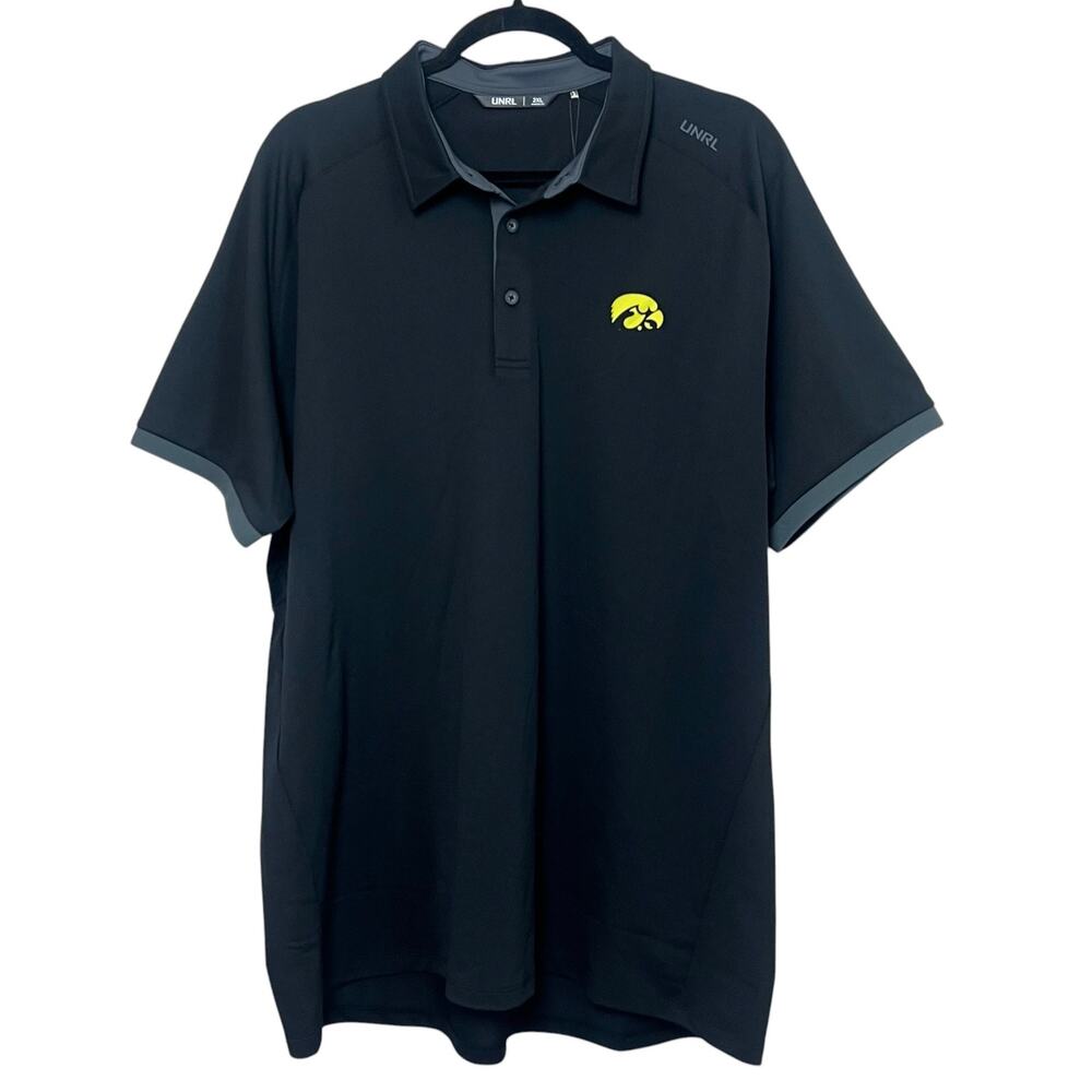 NWT UNRL x University of Iowa Men's Traditional Polo Athletic Fit Black 2XL